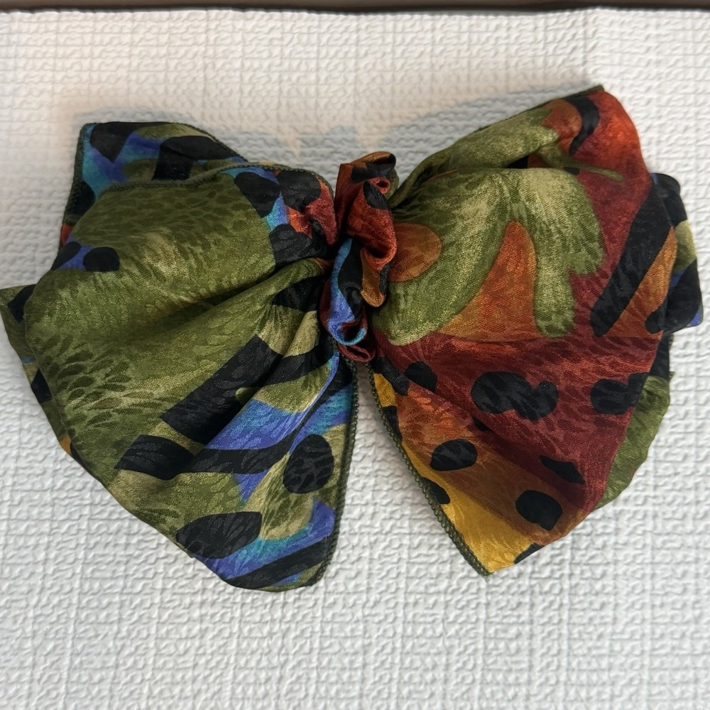 Women's Multicolor Oversized Fabric Bow Hair Clip Barrette Animal Print